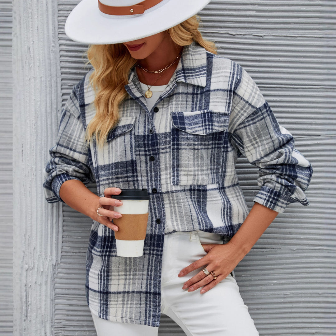 Women's checked overshirt made of high-quality flannel with practical pockets Lisslune