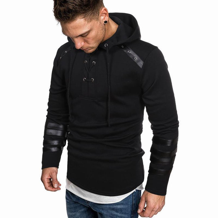 Men's hoodie with synthetic leather details Lisslune