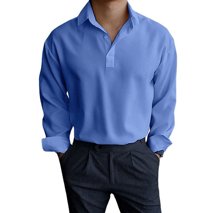 Men's long-sleeve shirt with modern polo collar and elegant fit Lisslune