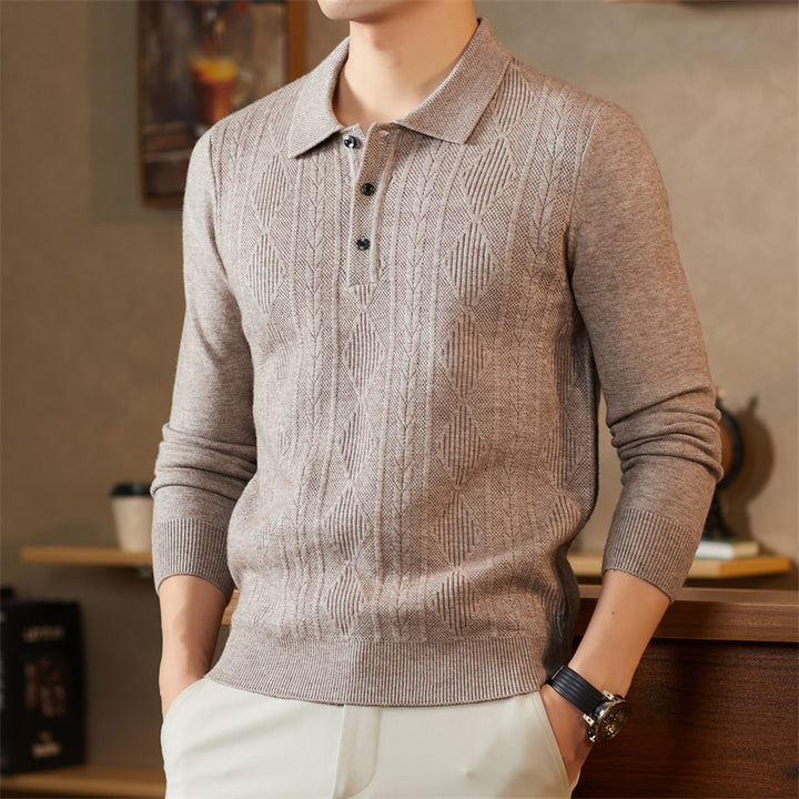 Men's Fashionable Knitted Sweater with Sophisticated Diamond Pattern Lisslune