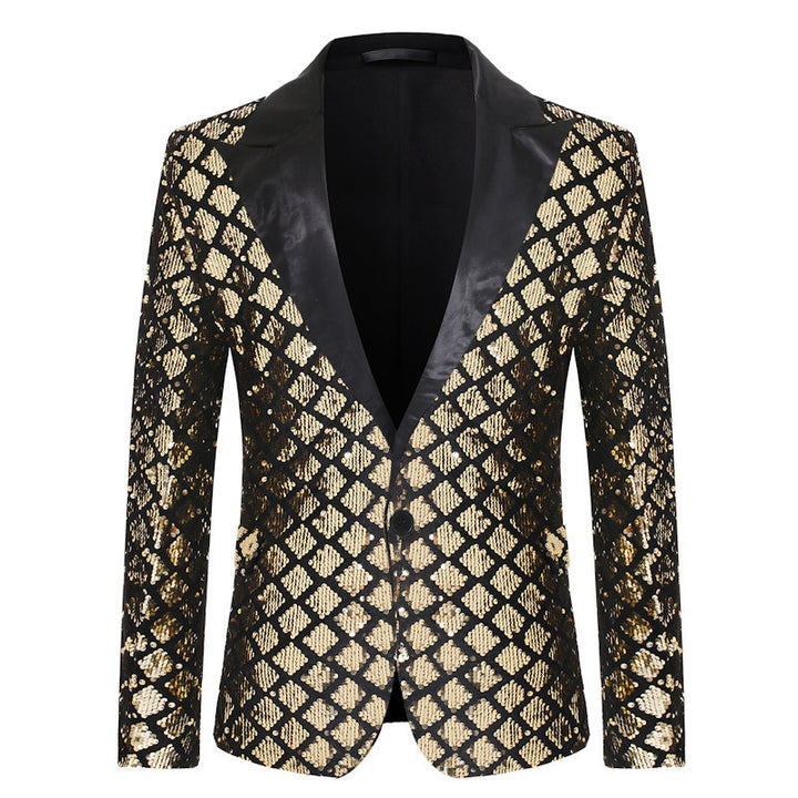 Men's elegant sequin blazer jacket with classic lapel Lisslune