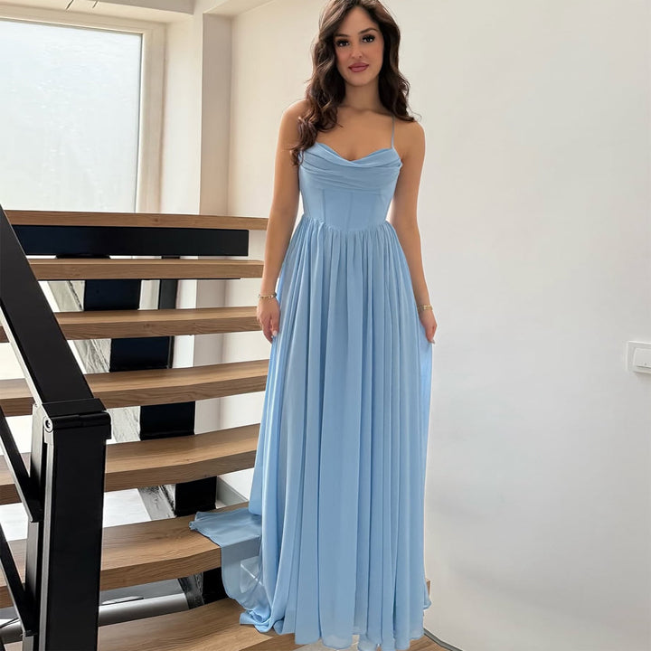Women's maxi dress with delicate gathers and elegant A-line shape