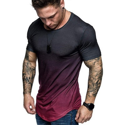 Men's sporty t-shirt with modern gradient and figure-hugging cut Lisslune