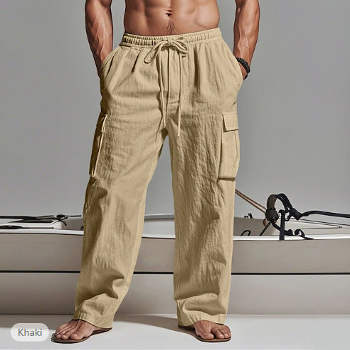 Men's cargo pants with elastic waistband and practical side pockets Lisslune