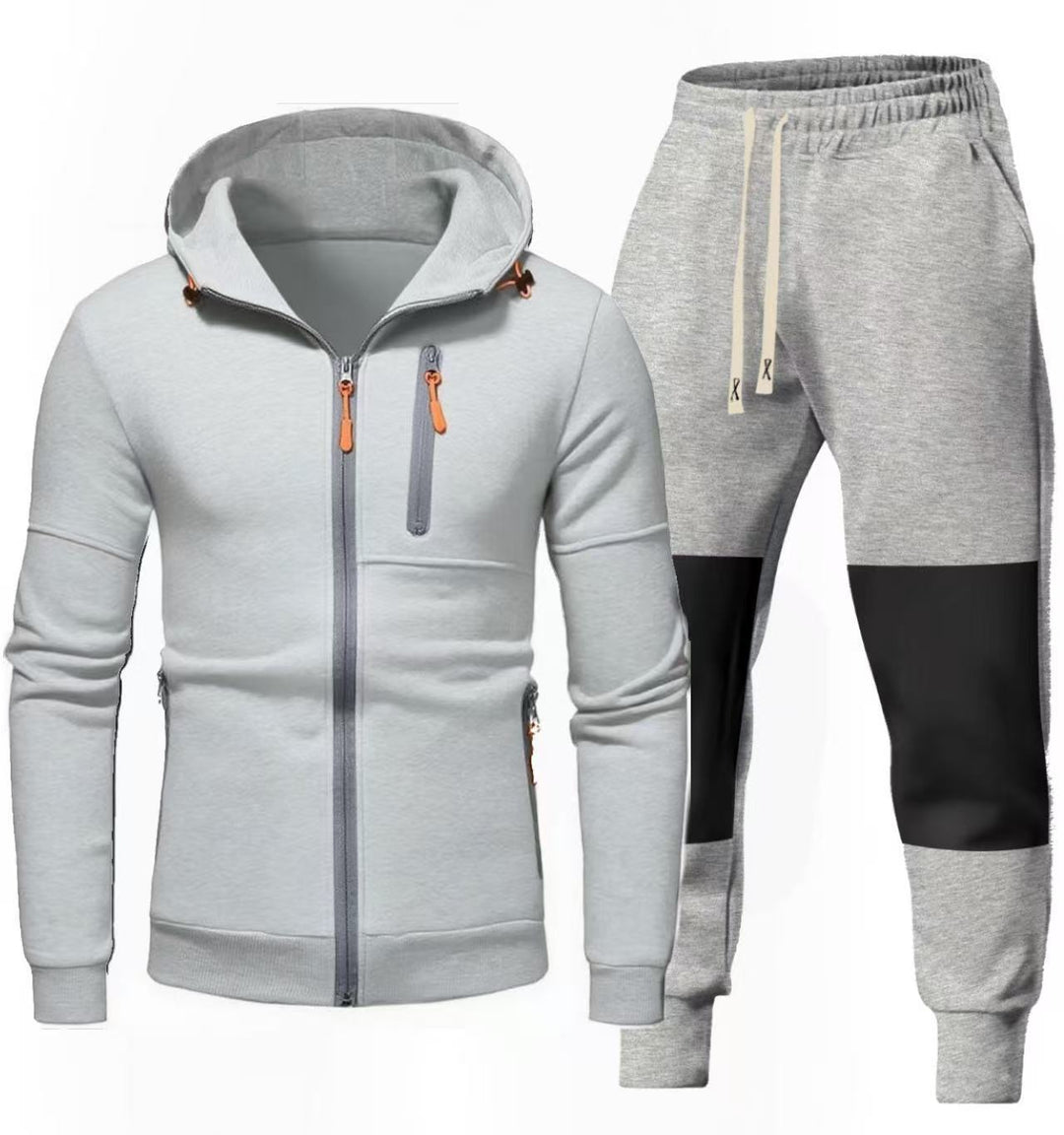 Men's Sports Hoodie and Jogging Pants Set with Functional Zipper Pockets Lisslune
