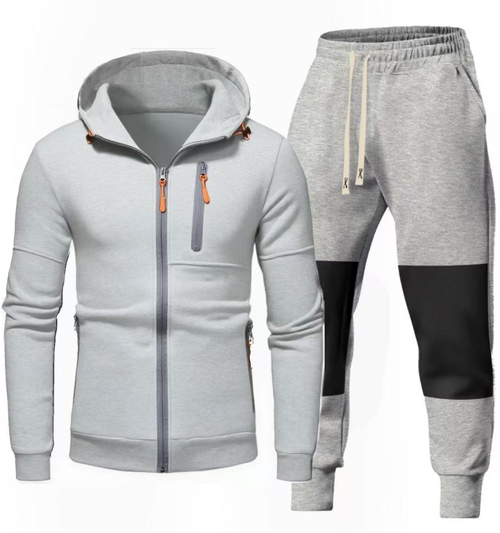 Men's Sports Hoodie and Jogging Pants Set with Functional Zipper Pockets Lisslune