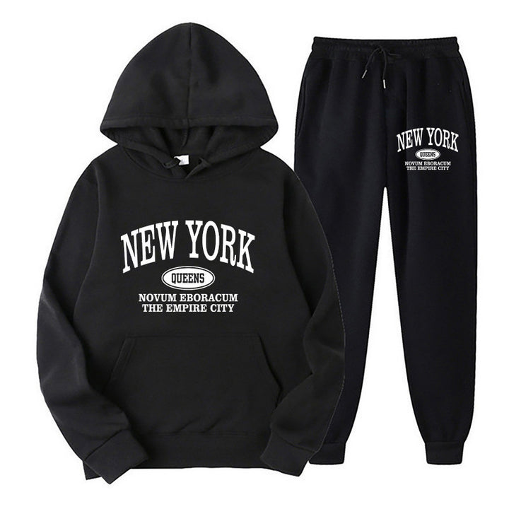 Women's hoodie set with versatile lettering and comfortable pockets Lisslune