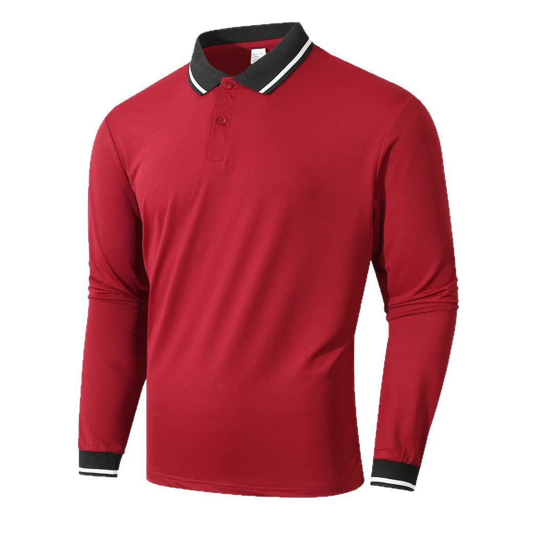 Men's Long Sleeve Polo Shirt with Sporty Rib Structure Lisslune
