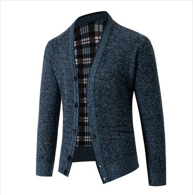 Men's elegant knitted cardigan with check pattern Lisslune