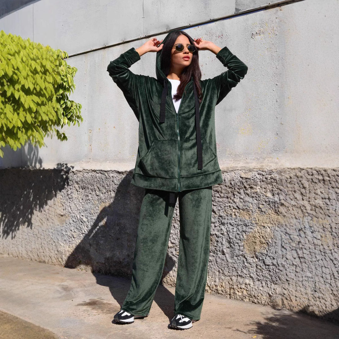 Women's Oversized Hooded Jacket made of soft Velour Lisslune