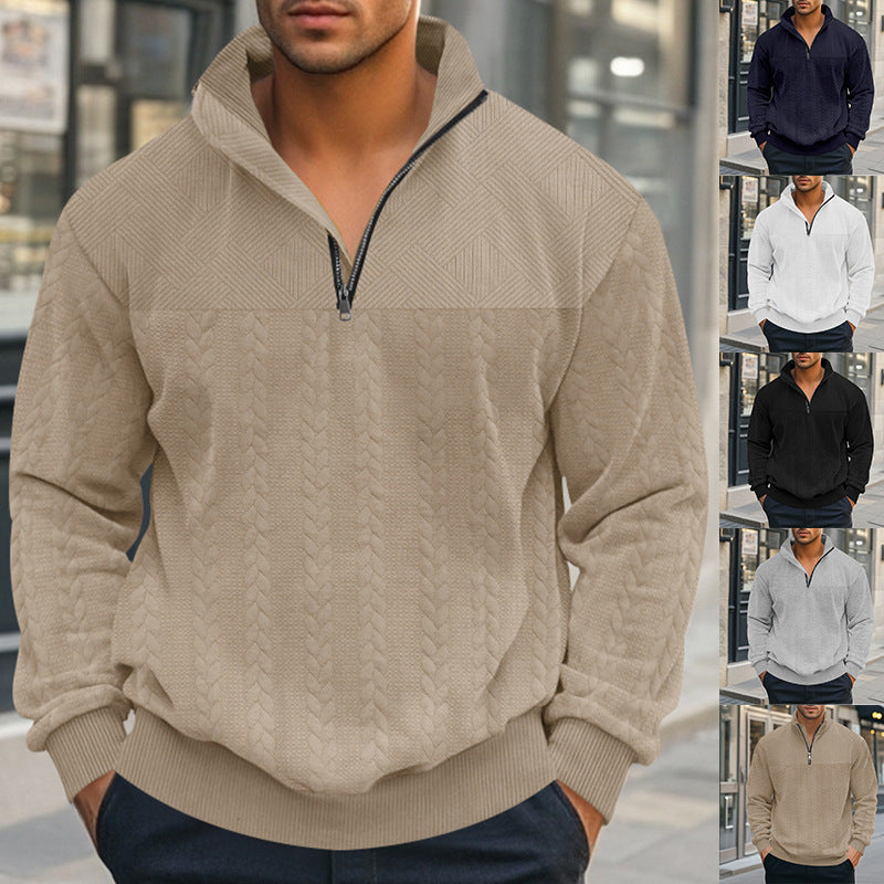 Men's knit sweater with modern stand-up collar and zipper Lisslune