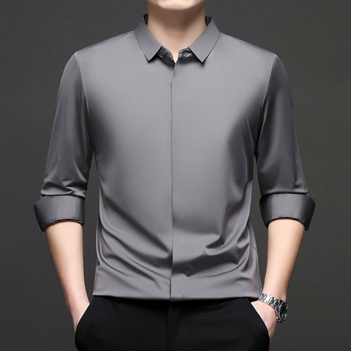 Men's Elegant Long Sleeve Shirt with Modern Cut and Breathable Surface Lisslune