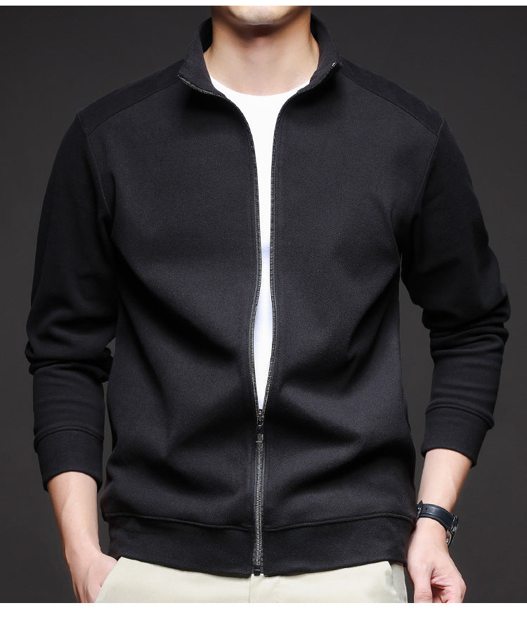 Men's Sporty Sweat Jacket with High Collar and Full Zip Lisslune