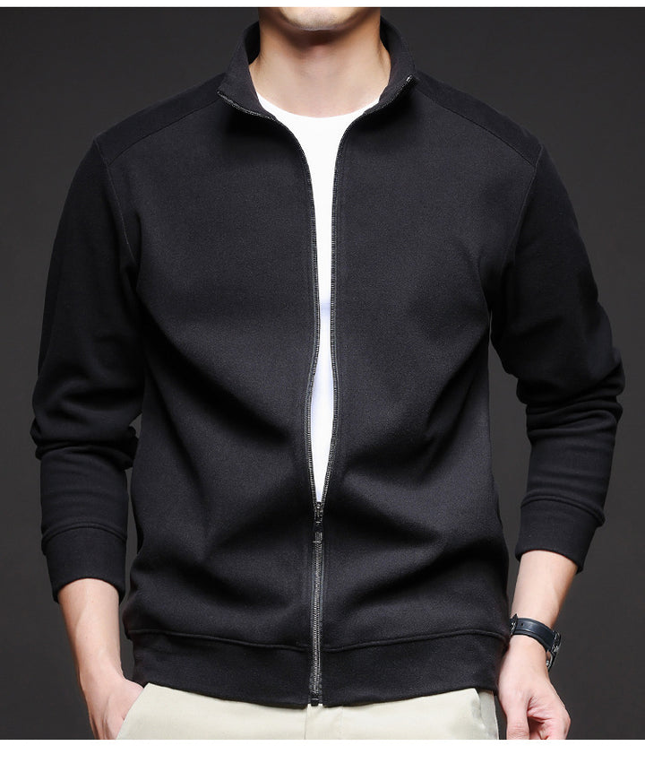 Men's Sporty Sweat Jacket with High Collar and Full Zip Lisslune