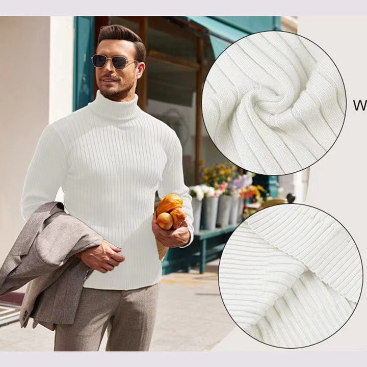 Men's turtleneck sweater made of high-quality ribbed knit Lisslune