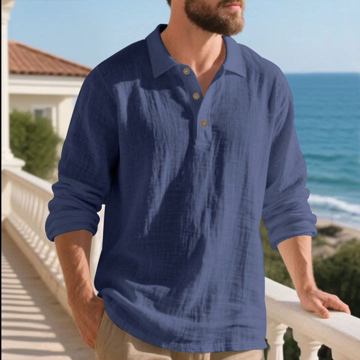 Men's Long Sleeve Polo Shirt made of breathable waffle fabric Lisslune