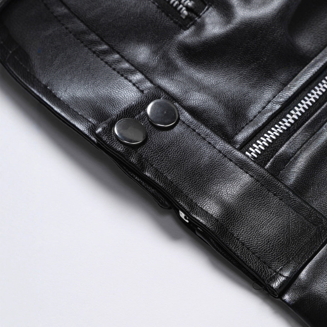 Men's Stylish Biker Leather Jacket with Asymmetrical Zipper and Stylish Details Lisslune