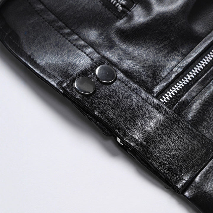 Men's Stylish Biker Leather Jacket with Asymmetrical Zipper and Stylish Details Lisslune