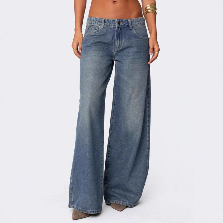 Women's Casual Flared Jeans with Wide Leg Lisslune