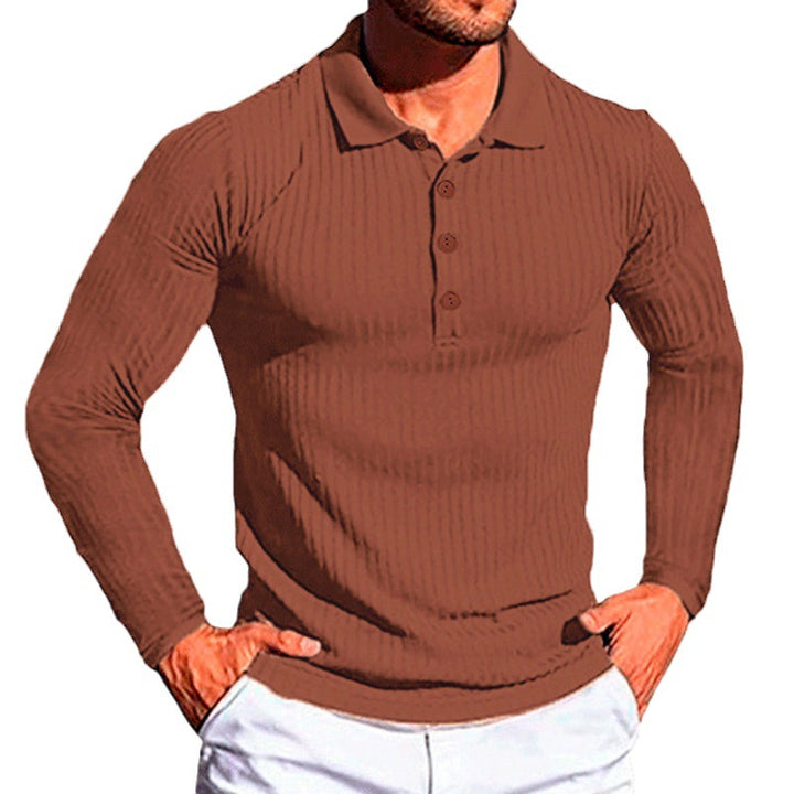 Men's elegant long-sleeved polo shirt in structured design Lisslune