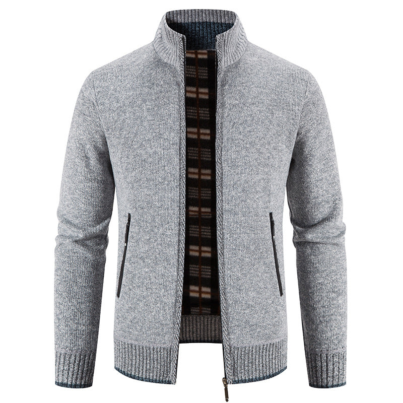 Men's cardigan with high collar and practical zip pockets Lisslune
