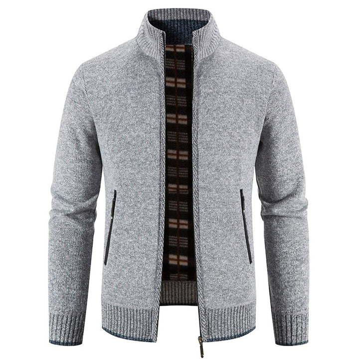 Men's cardigan with high collar and practical zip pockets Lisslune