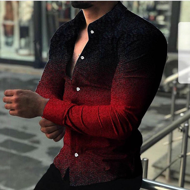 Men's Long Sleeve Shirt with Modern Gradient andElegant Button Details Lisslune