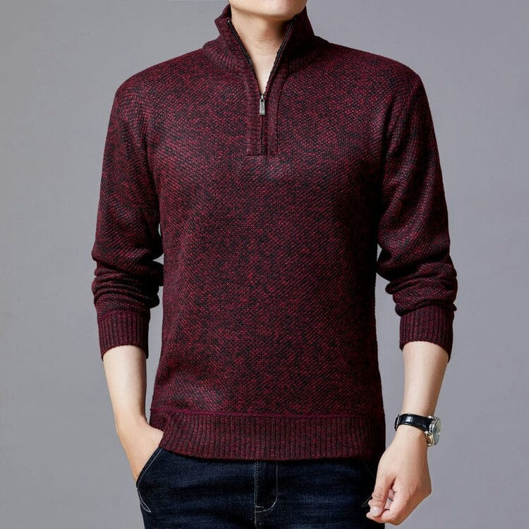 Men's knit sweater with modern stand-up collar and textured surface Lisslune