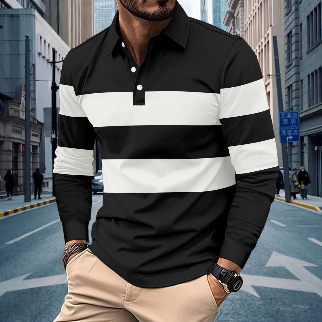 Men's long-sleeve shirt with modern stripe pattern and sporty collar Lisslune