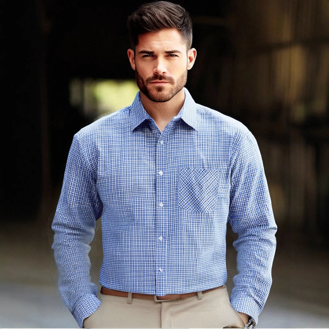 Men's stylish checked long-sleeve shirt Lisslune