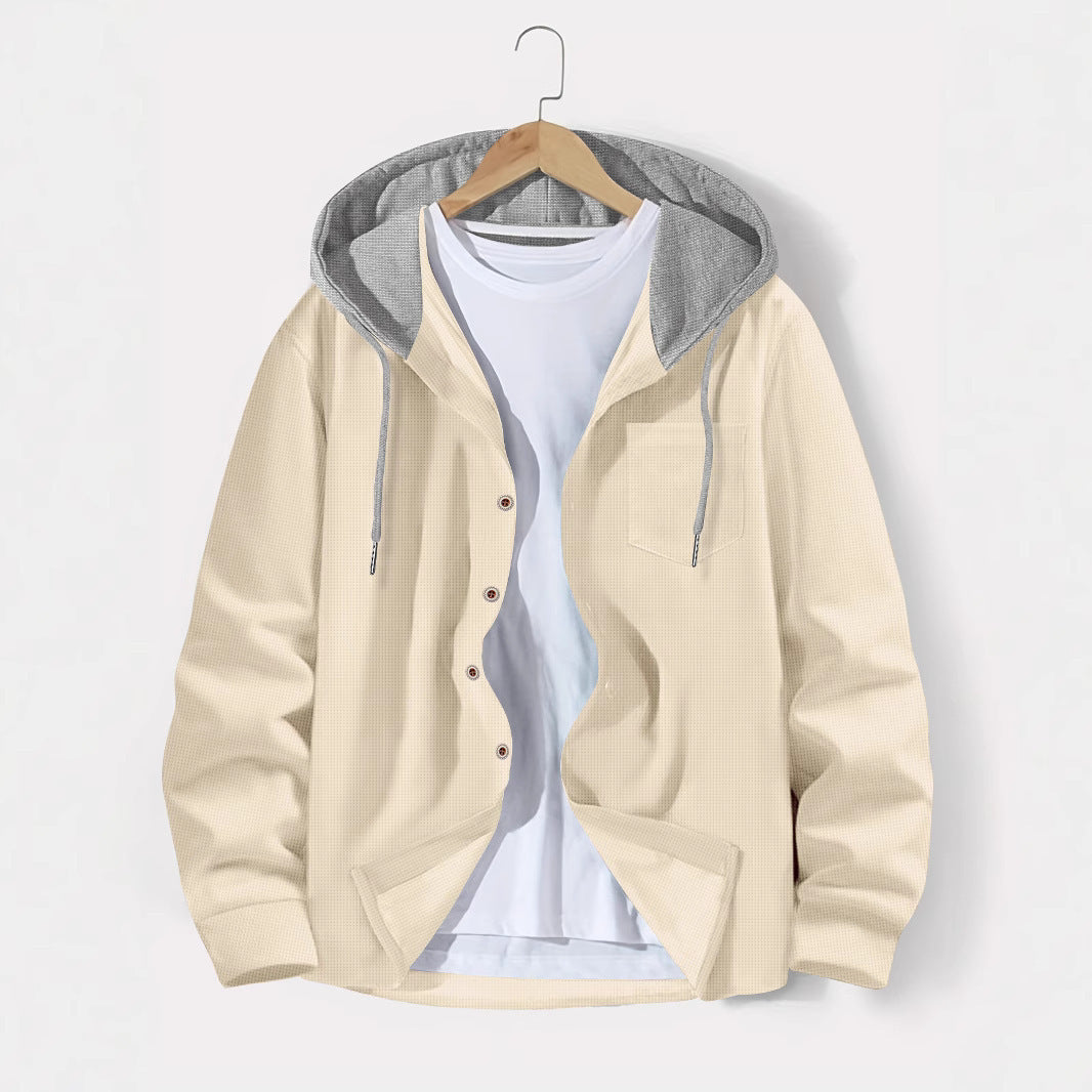 Men's versatile hoodie shirt with textured surface and practical chest pocket Lisslune