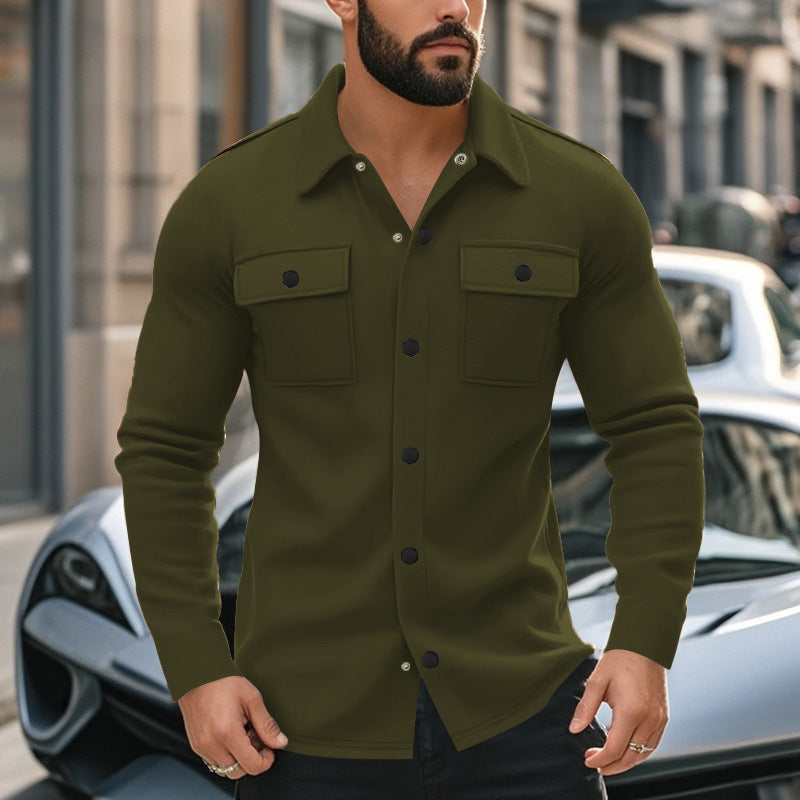 Men's leisure jacket made of high-quality fleece with functional chest pockets and modern design Lisslune