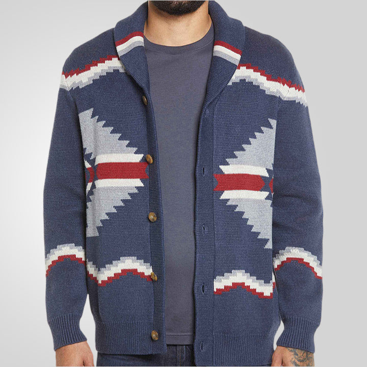 Men's cardigan in a modern ethnic design with practical buttons Lisslune
