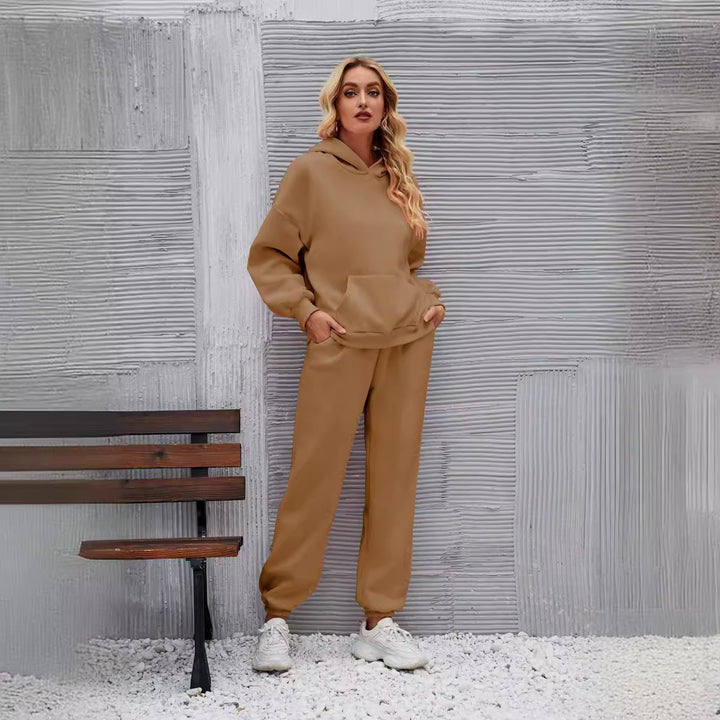 Women's casual hoodie suit with a comfortable fit and side pockets Lisslune