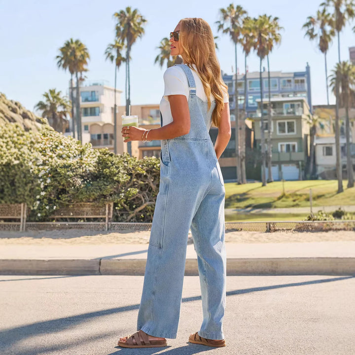 Women's Casual Denim Overalls with Wide Leg Cut and Practical Pockets Lisslune