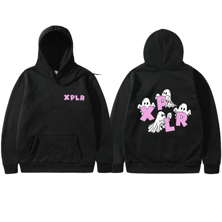 Women's hooded sweatshirt with creative ghost motif and kangaroo pocket Lisslune