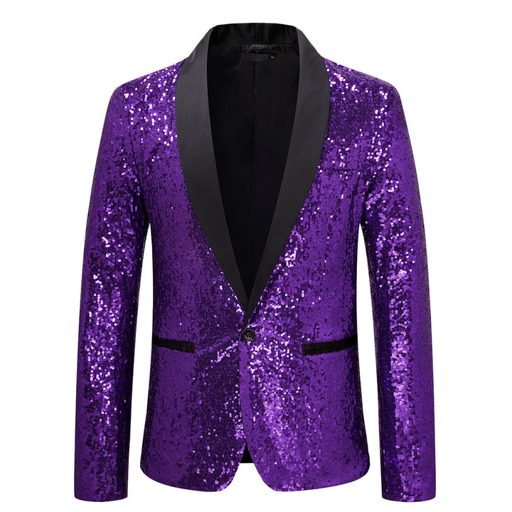 Men's Sequin Blazer with Elegant Lapel and Slim Fit Cut Lisslune