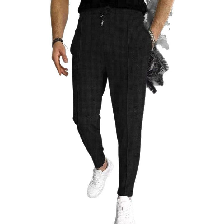 Men's Sporty Chino Pants with Adjustable Waist and Fine Pattern Lisslune