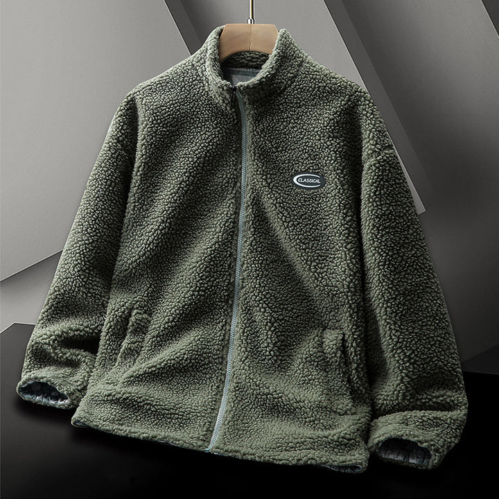 Men's Warm Fleece Jacket with High Collar and Elastic Cuffs Lisslune