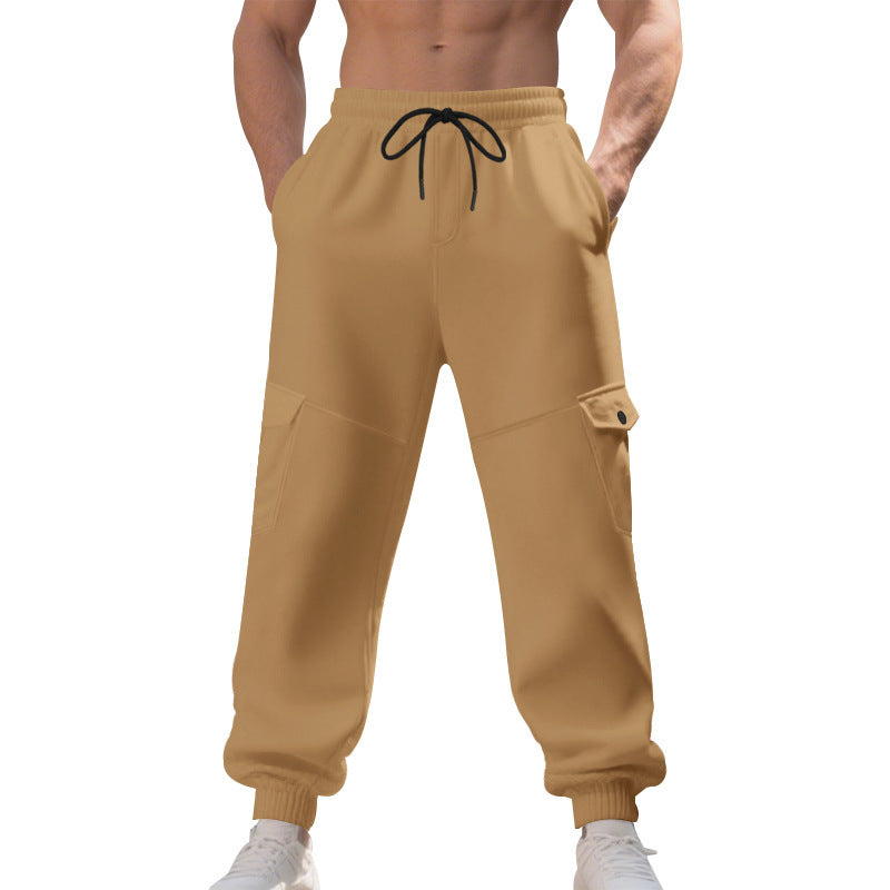 Men's cargo training pants with elastic waistband and practical side pockets Lisslune