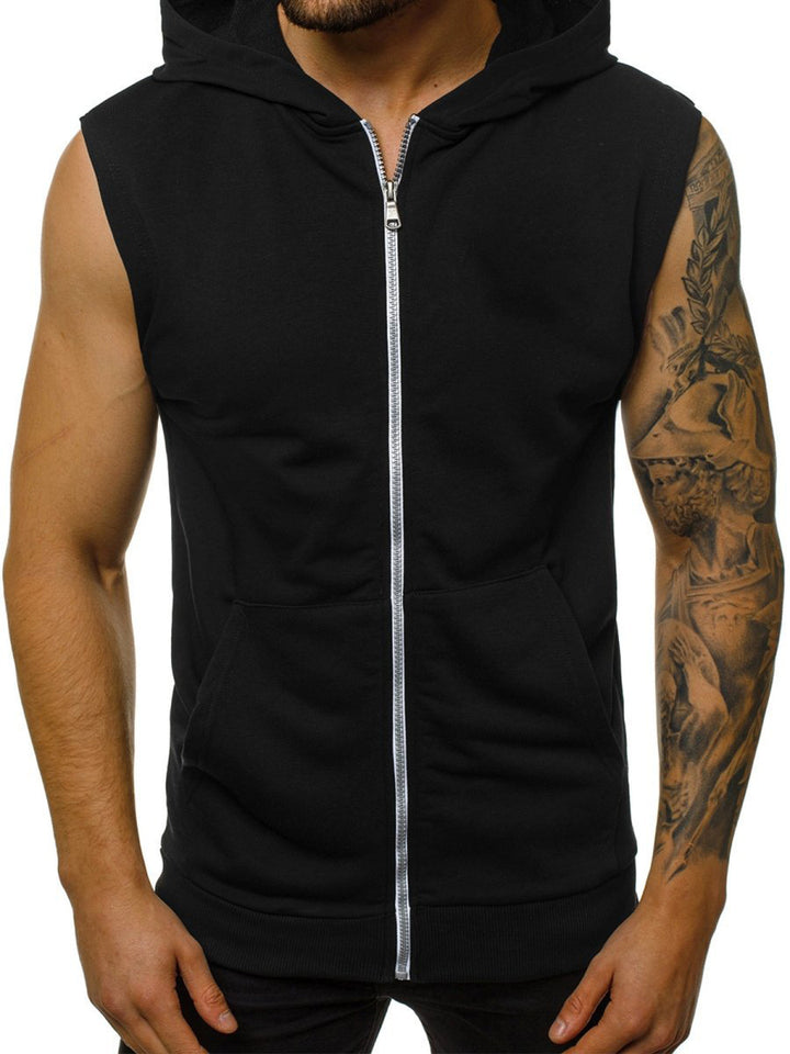 Men's sleeveless hoodie with full zip and practical pockets Lisslune
