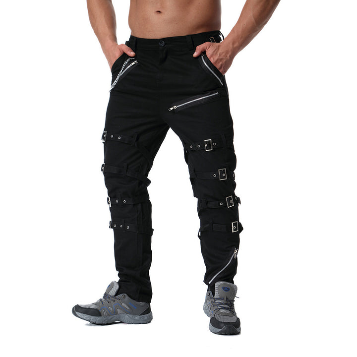 Men's cargo pants with versatile cut and striking buckles Lisslune