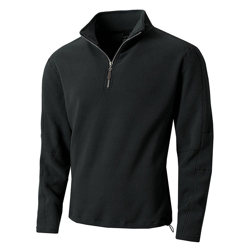Men's fleece pullover with half-length zipper and stand-up collar Lisslune