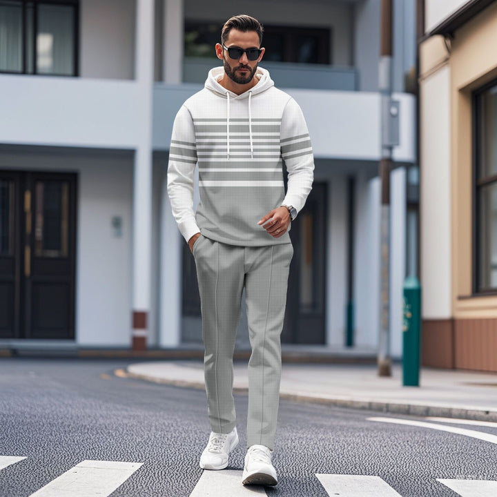 Men's Sporty Hoodie with Textured Design and Fashionable Stripes Lisslune