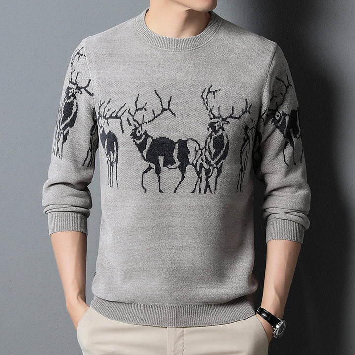 Men's knitted sweater with detailed reindeer motif Lisslune