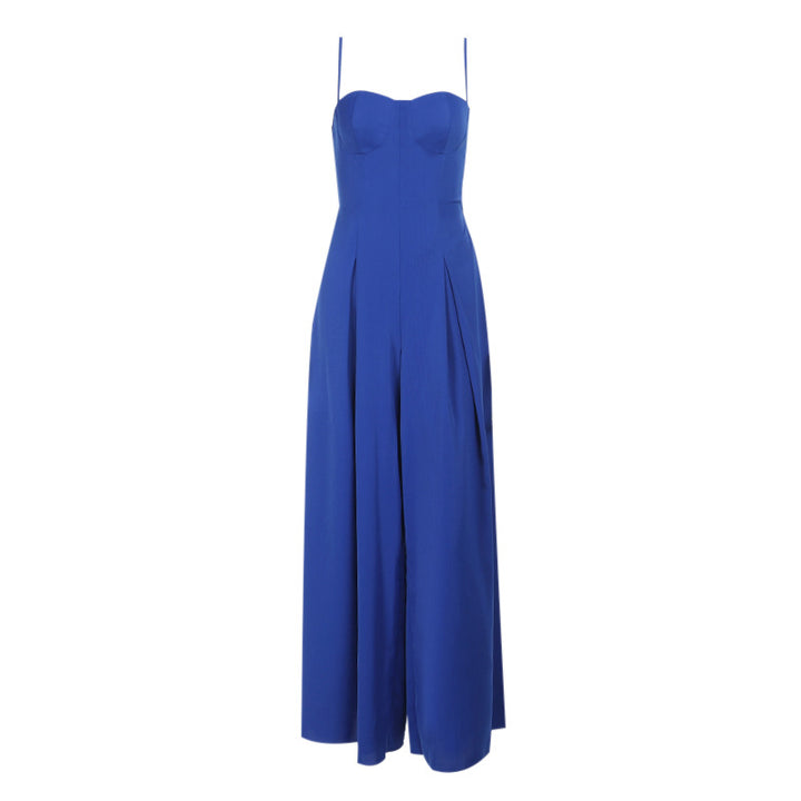 Women Elegant Maxi Dress with Slim Spaghetti Straps and Flowing Cut Lune London