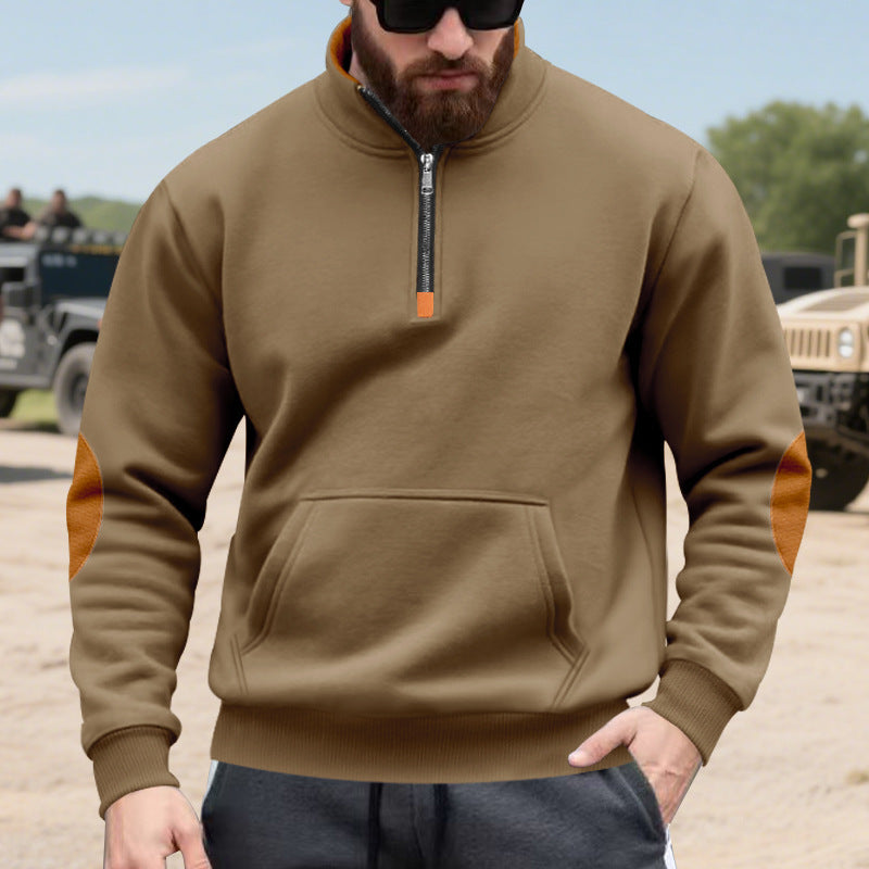 Men's hoodie with fashionable stand-up collar and contrast details Lisslune