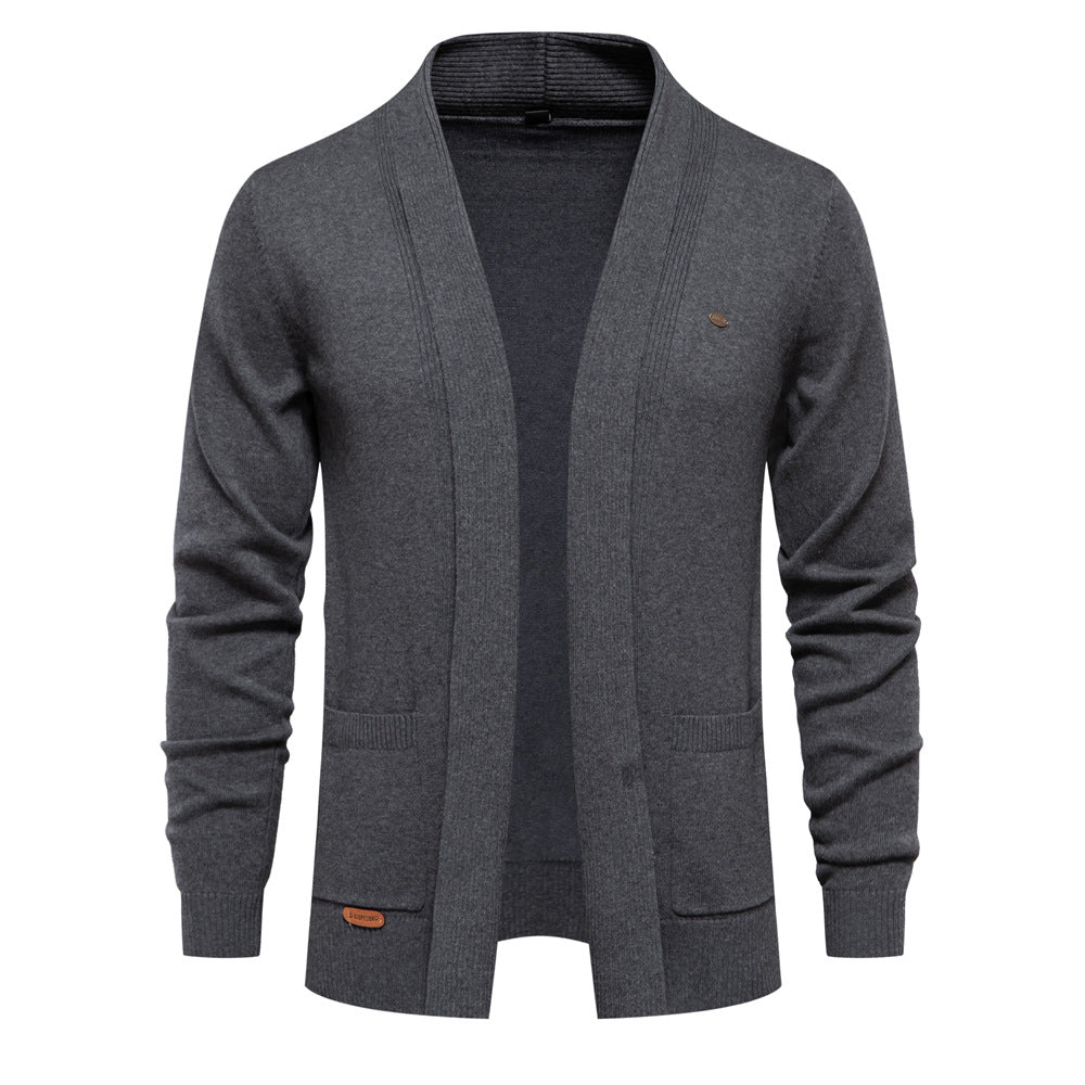 Men's comfortable cardigan with open collar and practical pockets Lisslune