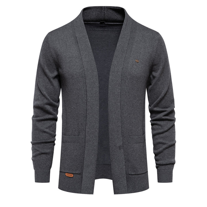 Men's comfortable cardigan with open collar and practical pockets Lisslune