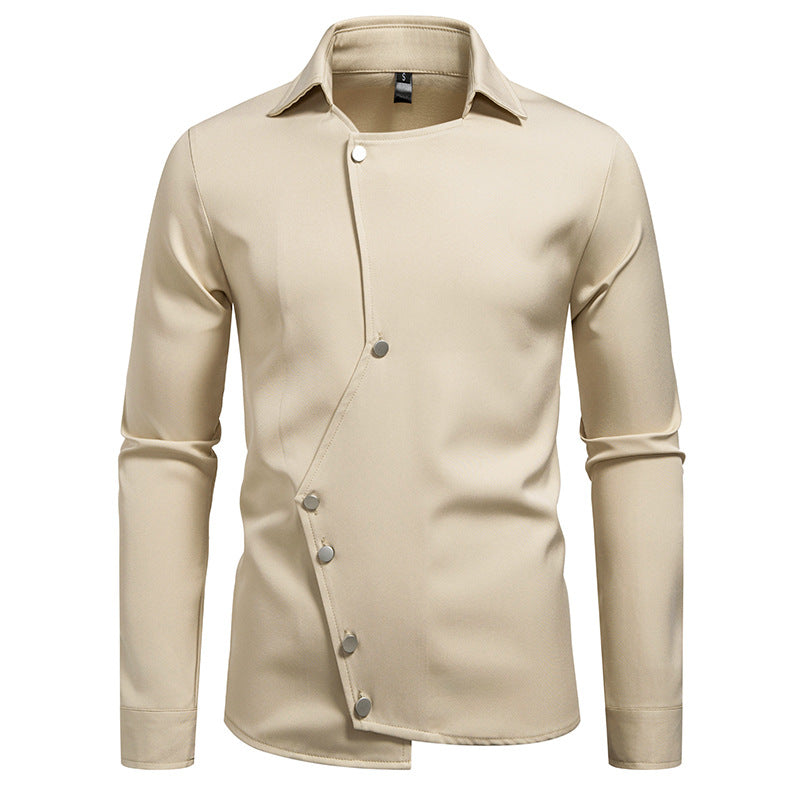 Men's fashionable, asymmetrical shirt with unique button details Lisslune